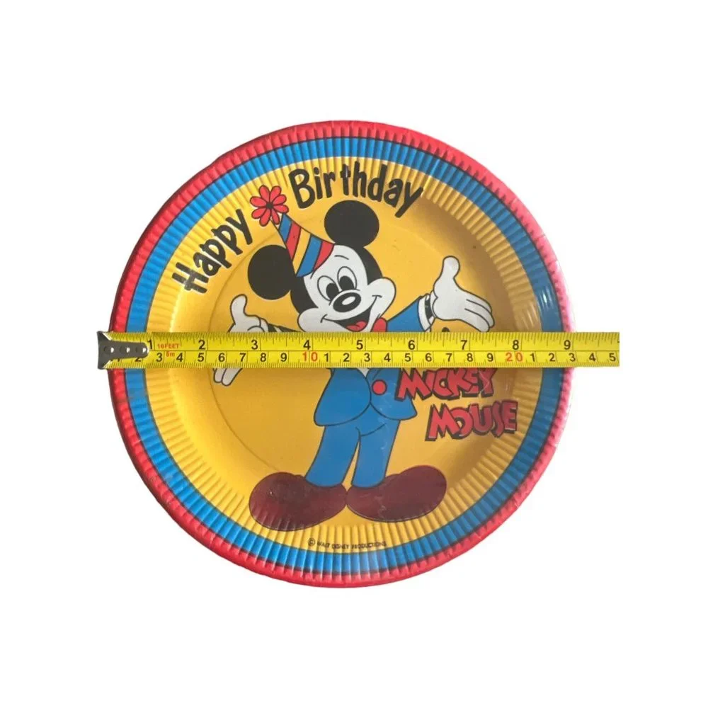 Vintage Mickey Mouse Happy Birthday Paper Plates 9” 8CT By Beach -‎ Sealed